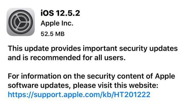 青州苹果手机维修分享iOS12.5.2发布，建议所有老苹果用户安装 